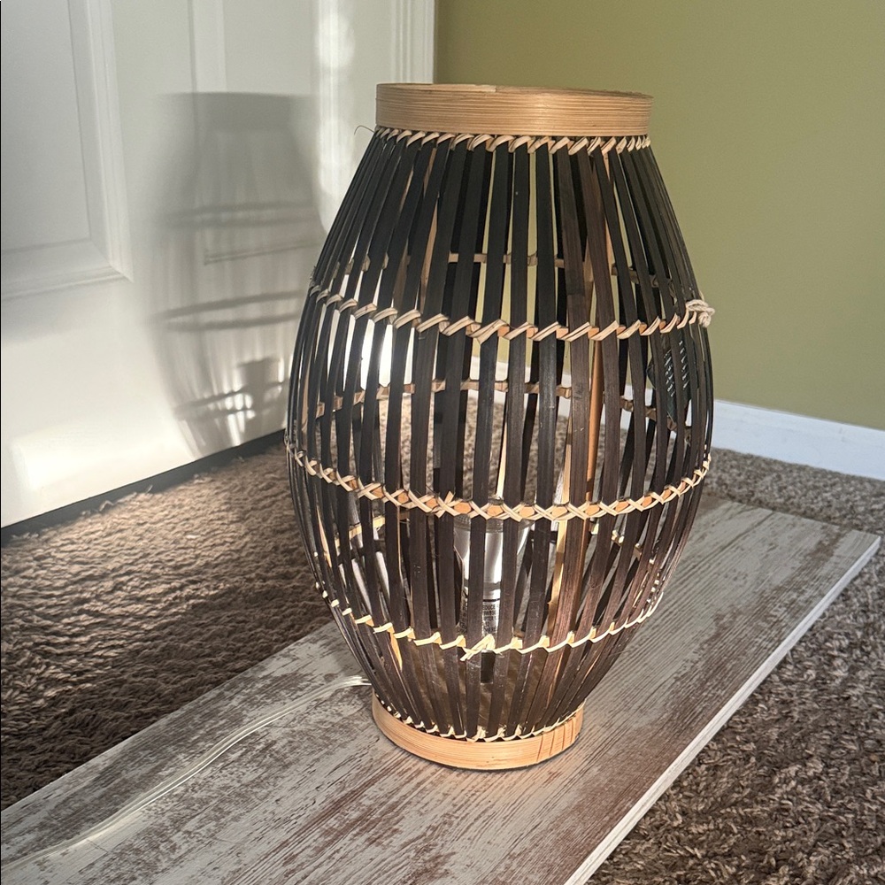 Elegant Black and Tan Woven Lantern
